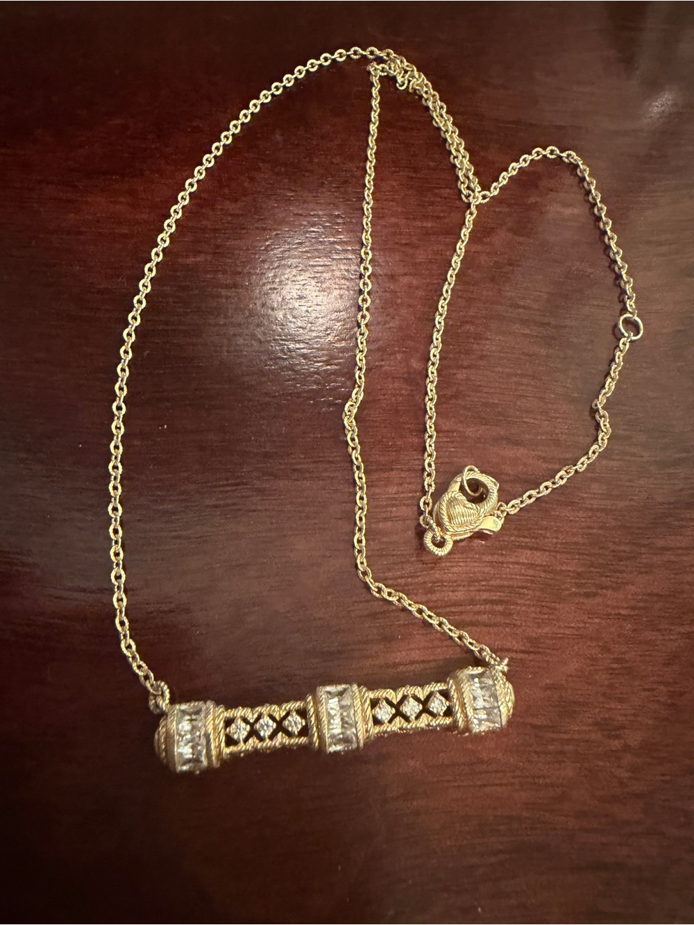 NWOT JUDITH RIPKA STERLING SILVER NECKLACE, 20" LONGEST, VINTAGE STYLE gold tone